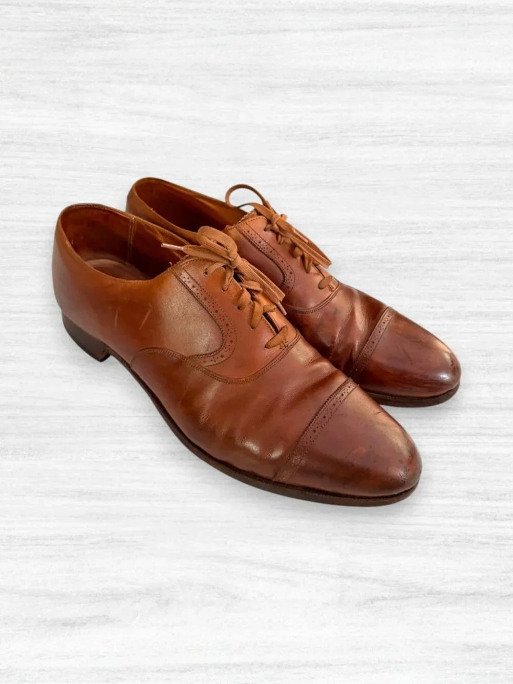 Polo Ralph Lauren Made in England Brown Leather Cap Toe Oxford Shoes 12